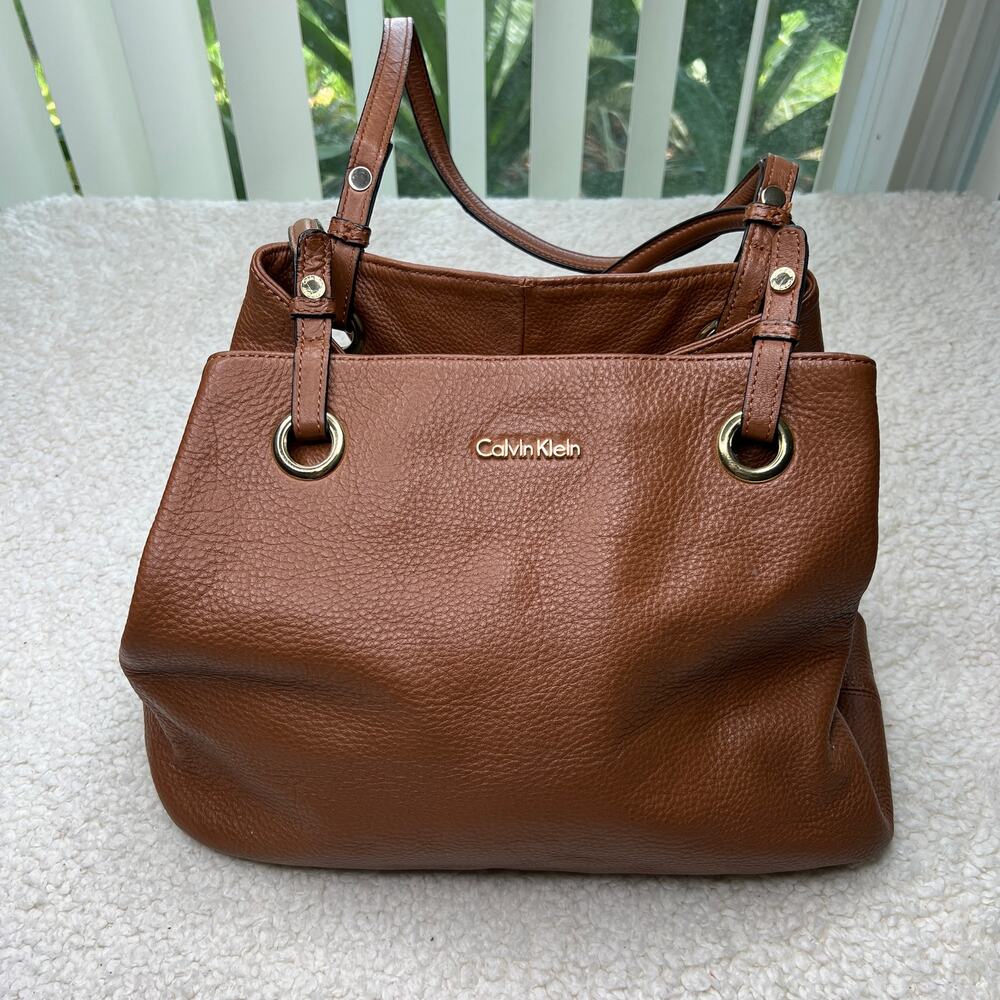 Calvin Klein Tan Brown Satchel Crossbody Bag
